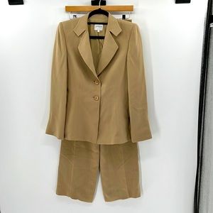 Armani Collezioni Wide Leg Silk Pant Suit - Khaki - 6